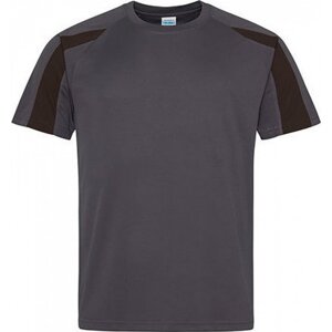 Sportovní tričko Just Cool s kontrastním pruhem na rukávu Barva: šedá uhlová - černá, Velikost: L JC003