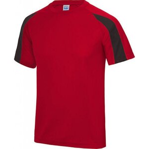 Sportovní tričko Just Cool s kontrastním pruhem na rukávu Barva: Červená - černá, Velikost: L JC003
