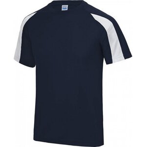 Sportovní tričko Just Cool s kontrastním pruhem na rukávu Barva: modrá námořní - bílá, Velikost: L JC003