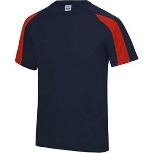 Sportovní tričko Just Cool s kontrastním pruhem na rukávu Barva: modrá námořní - červená, Velikost: L JC003