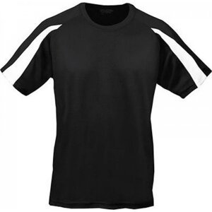 Sportovní tričko Just Cool s kontrastním pruhem na rukávu Barva: černá - bílá, Velikost: L JC003