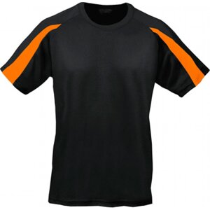 Sportovní tričko Just Cool s kontrastním pruhem na rukávu Barva: černá - oranžová, Velikost: L JC003