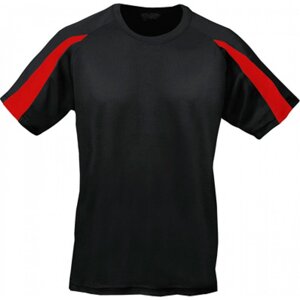 Sportovní tričko Just Cool s kontrastním pruhem na rukávu Barva: černá - červená, Velikost: S JC003