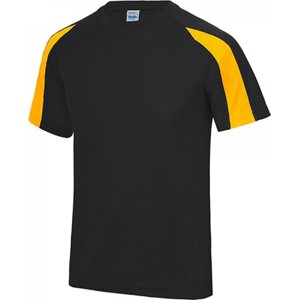 Sportovní tričko Just Cool s kontrastním pruhem na rukávu Barva: černá zlatá, Velikost: XL JC003