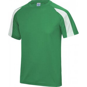 Sportovní tričko Just Cool s kontrastním pruhem na rukávu Barva: zelená výrazná - bílá, Velikost: M JC003