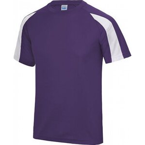 Sportovní tričko Just Cool s kontrastním pruhem na rukávu Barva: fialová - bílá, Velikost: L JC003