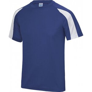 Sportovní tričko Just Cool s kontrastním pruhem na rukávu Barva: modrá královská - bílá, Velikost: L JC003