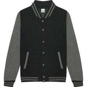 Pánská kontrastní bunda Varsity Just Hoods Barva: černá - šedá uhlová melír, Velikost: L JH043
