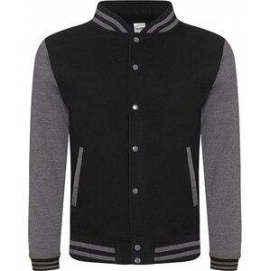 Pánská kontrastní bunda Varsity Just Hoods Barva: černá - šedá uhlová melír, Velikost: XL JH043