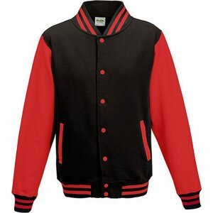 Pánská kontrastní bunda Varsity Just Hoods Barva: černá - červená, Velikost: 3XL JH043