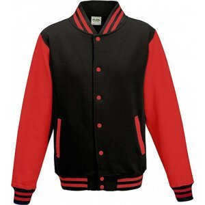 Pánská kontrastní bunda Varsity Just Hoods Barva: černá - červená, Velikost: XXL JH043
