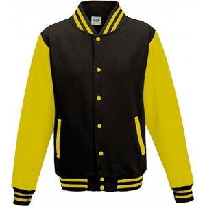Pánská kontrastní bunda Varsity Just Hoods, černo-žlutá 3XL Barva: černá - žlutá, Velikost: 3XL JH043