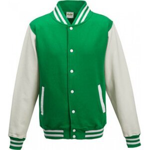 Pánská kontrastní bunda Varsity Just Hoods Barva: zelená výrazná - bílá, Velikost: L JH043