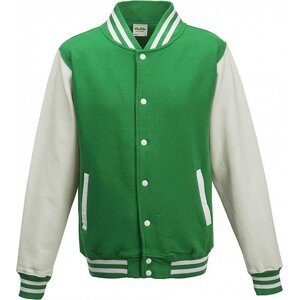 Pánská kontrastní bunda Varsity Just Hoods Barva: zelená výrazná - bílá, Velikost: S JH043