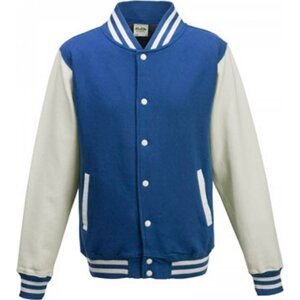 Pánská kontrastní bunda Varsity Just Hoods Barva: modrá královská - bílá, Velikost: M JH043