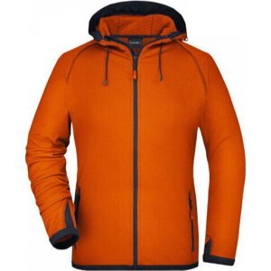 James & Nicholson Dámská sportovní bunda s kapucí s rukávy s otvorem na palec Barva: oranžová tmavá - šedá uhlová, Velikost: L JN570