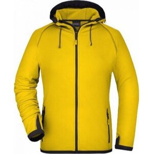 James & Nicholson Dámská sportovní bunda s kapucí s rukávy s otvorem na palec Barva: žlutá - šedá uhlová, Velikost: L JN570
