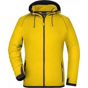 James & Nicholson Dámská sportovní bunda s kapucí s rukávy s otvorem na palec Barva: žlutá - šedá uhlová, Velikost: M JN570