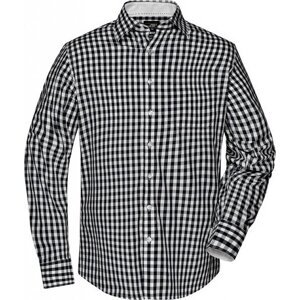 James & Nicholson Módní kostkovaná košile z vysoce kvalitního popelínu Barva: černá - bílá, Velikost: L JN617