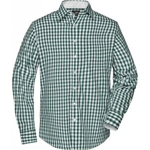 James & Nicholson Módní kostkovaná košile z vysoce kvalitního popelínu Barva: zelená lesní - bílá, Velikost: L JN617