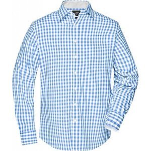 James & Nicholson Módní kostkovaná košile z vysoce kvalitního popelínu Barva: modrá nebeská - bílá, Velikost: L JN617