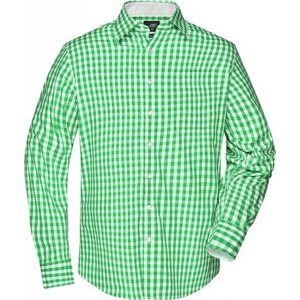 James & Nicholson Módní kostkovaná košile z vysoce kvalitního popelínu Barva: zelená - bílá, Velikost: 3XL JN617