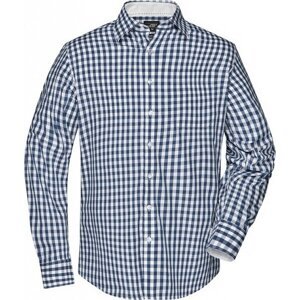 James & Nicholson Módní kostkovaná košile z vysoce kvalitního popelínu Barva: modrá námořní - bílá, Velikost: 3XL JN617