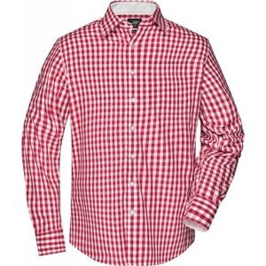 James & Nicholson Módní kostkovaná košile z vysoce kvalitního popelínu Barva: červená - bílá, Velikost: 3XL JN617