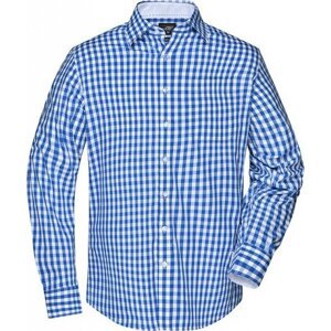 James & Nicholson Módní kostkovaná košile z vysoce kvalitního popelínu Barva: modrá královská - bílá, Velikost: 3XL JN617