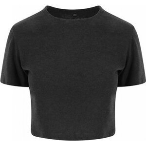 Just Ts Směsové vypasované crop top tričko do pasu Barva: černá melír, Velikost: M JT006