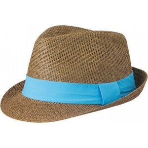 Myrtle beach Polstrovaný klobouk ve Street stylu s páskou na potisk či výšivku Barva: hnědá - modrá tyrkysová, Velikost: S/M (56 cm) MB6564