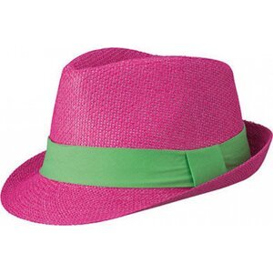 Myrtle beach Polstrovaný klobouk ve Street stylu s páskou na potisk či výšivku Barva: růžová fuchsiová - zelená limetka zelená, Velikost: S/M (56 cm) MB6564