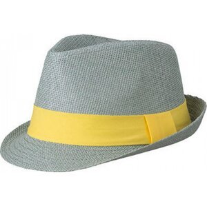 Myrtle beach Polstrovaný klobouk ve Street stylu s páskou na potisk či výšivku Barva: šedá světlá - žlutá, Velikost: S/M (56 cm) MB6564