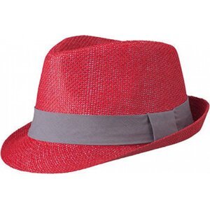 Myrtle beach Polstrovaný klobouk ve Street stylu s páskou na potisk či výšivku Barva: červená - šedá tmavá, Velikost: L/XL (58 cm) MB6564