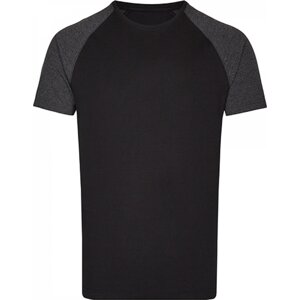 Zúžené baseballové tričko Miners Mater s krátkým kontrastním rukávem Barva: černo - černý melír, Velikost: S MY110