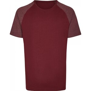 Zúžené baseballové tričko Miners Mater s krátkým kontrastním rukávem Barva: vínová - vínová melír, Velikost: L MY110