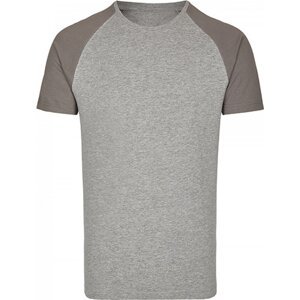 Zúžené baseballové tričko Miners Mater s krátkým kontrastním rukávem Barva: šedá melírová mikina s tmavšími rukávy, Velikost: 3XL MY110