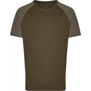 Zúžené baseballové tričko Miners Mater s krátkým kontrastním rukávem Barva: olivová - olivová melír, Velikost: 3XL MY110