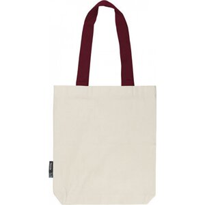Neutral Keprová taška z organické bavlny s dlouhými kontrastními uchy Barva: přírodní - vínová, Velikost: 38 x 42 cm NE90002