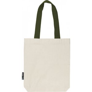 Neutral Keprová taška z organické bavlny s dlouhými kontrastními uchy Barva: přírodní - zelená vojenská, Velikost: 38 x 42 cm NE90002
