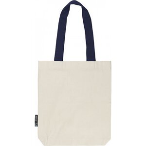 Neutral Keprová taška z organické bavlny s dlouhými kontrastními uchy Barva: přírodní - modrá námořní, Velikost: 38 x 42 cm NE90002
