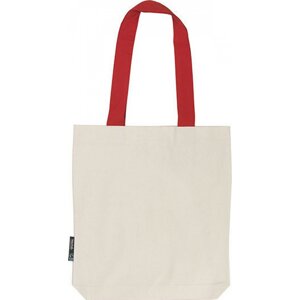 Neutral Keprová taška z organické bavlny s dlouhými kontrastními uchy Barva: přírodní - červená, Velikost: 38 x 42 cm NE90002