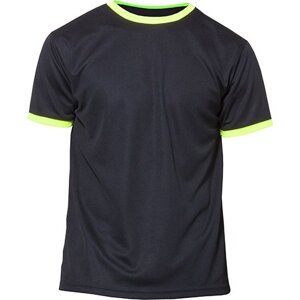 Nath Sportovní tričko Action s kontrastem na límci a manžetě Barva: černá - žlutá fluorescentnír, Velikost: L NH160