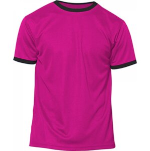 Nath Sportovní tričko Action s kontrastem na límci a manžetě Barva: růžová fuchsiová fluorescentní - černá, Velikost: L NH160
