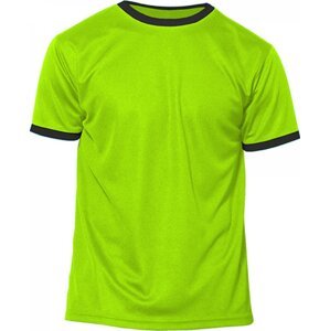Nath Sportovní tričko Action s kontrastem na límci a manžetě Barva: zelená fluroscentní - modrá námořní, Velikost: L NH160