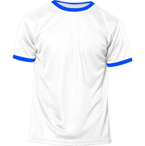 Nath Sportovní tričko Action s kontrastem na límci a manžetě Barva: bílá - modrá fluorescentní, Velikost: L NH160