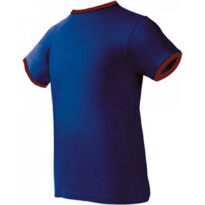 Nath Bavlněné přiléhavé slim-fit tričko Boston s kontrasními lemy 165 g/m Barva: modrá tmavá - červená vínová, Velikost: L NH351