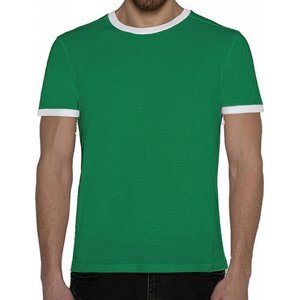 Nath Bavlněné přiléhavé slim-fit tričko Boston s kontrasními lemy 165 g/m Barva: zelená irská - bílá, Velikost: M NH351