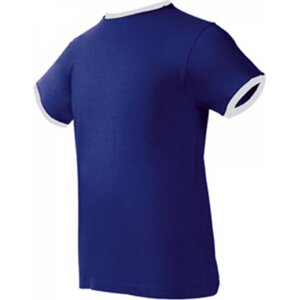 Nath Bavlněné přiléhavé slim-fit tričko Boston s kontrasními lemy 165 g/m Barva: modrá námořní - bílá, Velikost: M NH351