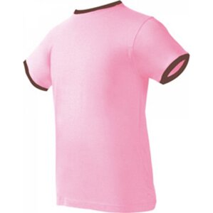 Nath Bavlněné přiléhavé slim-fit tričko Boston s kontrasními lemy 165 g/m Barva: růžová - hnědá, Velikost: L NH351